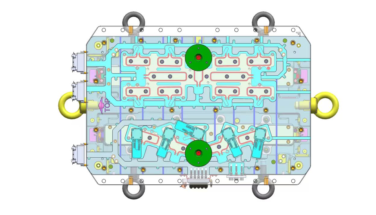 Two-color injection mold for automotive running light — part of the 8-mold export program